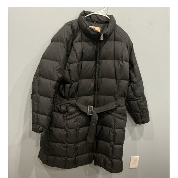 Woolrich Womens Long Duck Down Puffer Coat Plus Size 2XL 2X Black Belted Feather - Picture 1 of 16